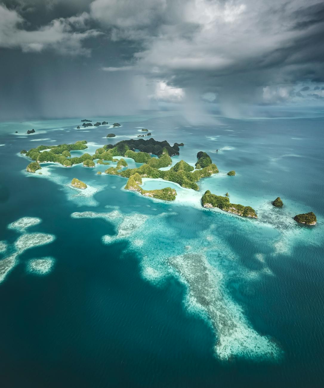 Rock Islands of Palau — mushroom-shaped limestone formations in turquoise lagoon