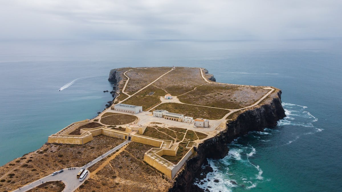 Clifftop fortress and Atlantic horizon at Sagres on the western tip of the Algarve