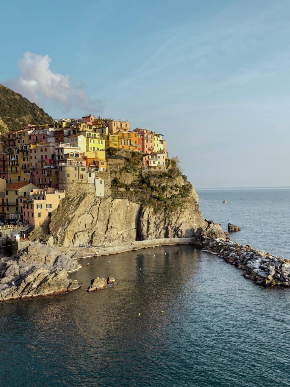 Vibrant houses perched on the rocky coastline of Manarola, Cinque Terre