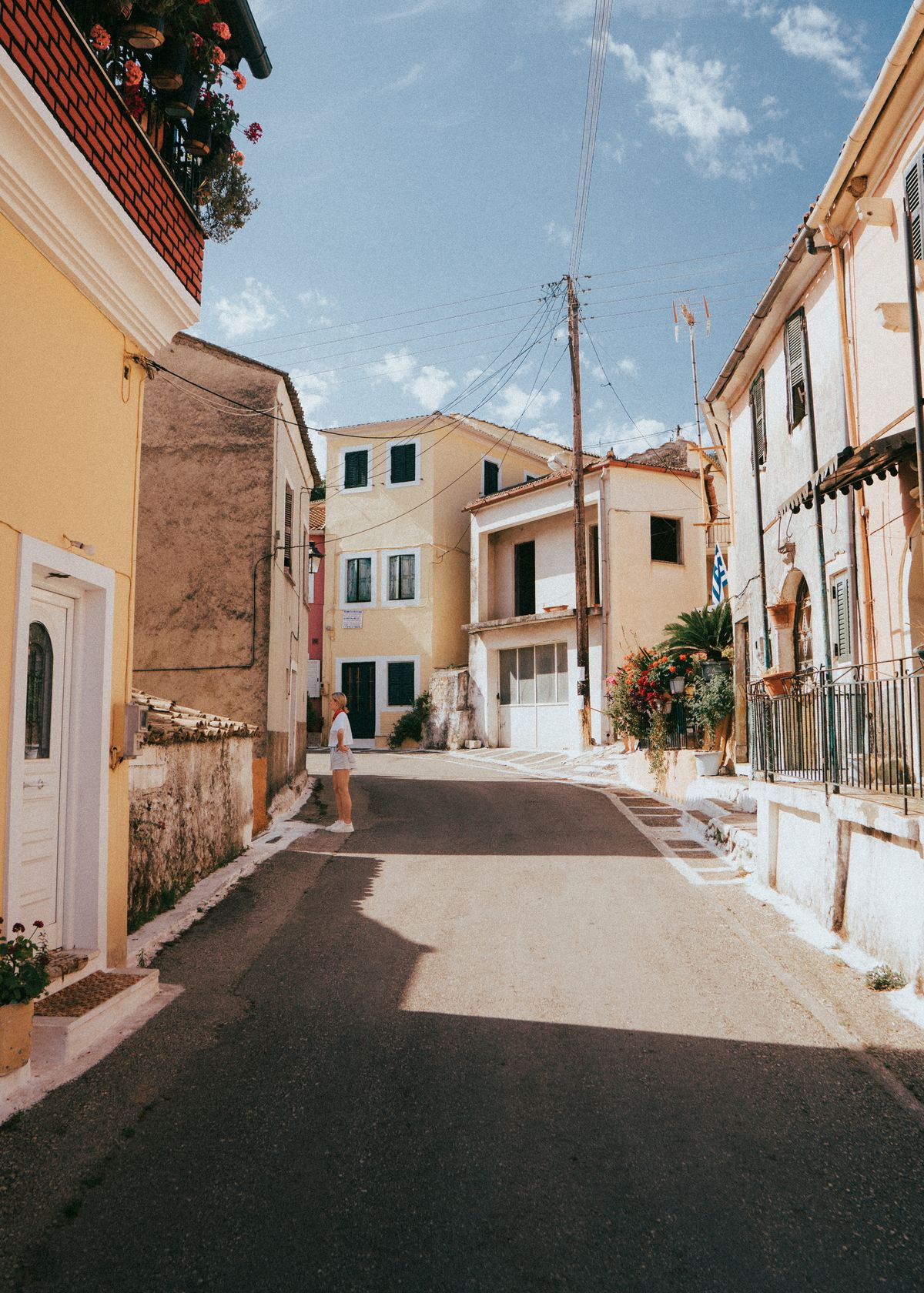 Quaint colourful street in Kerkyra, Corfu