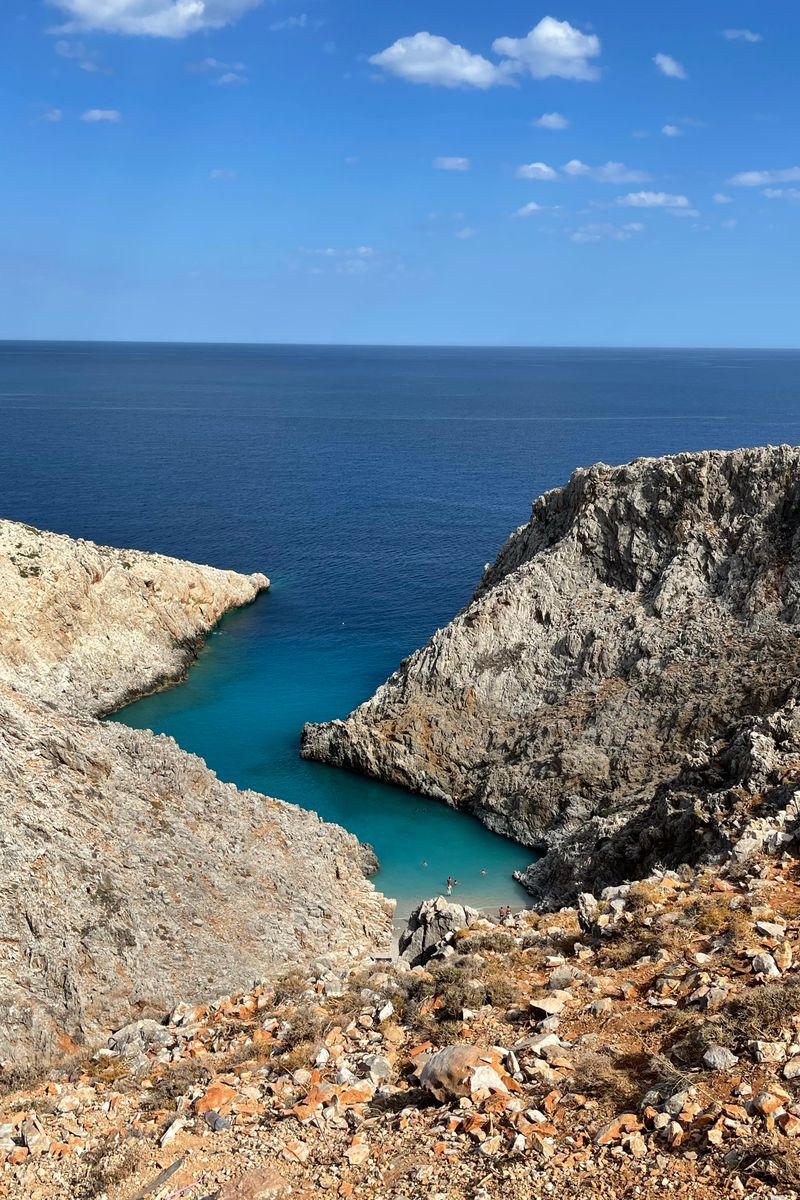 Dramatic turquoise cove at Seitan Limania near Chania, Crete