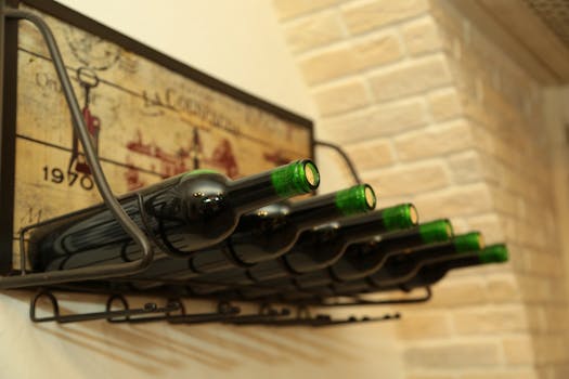 Wine bottles in vaulted brick cellar