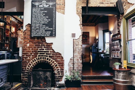 Historic pub brewery interior warm
