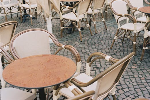 Zagreb cafe cobblestone street terrace