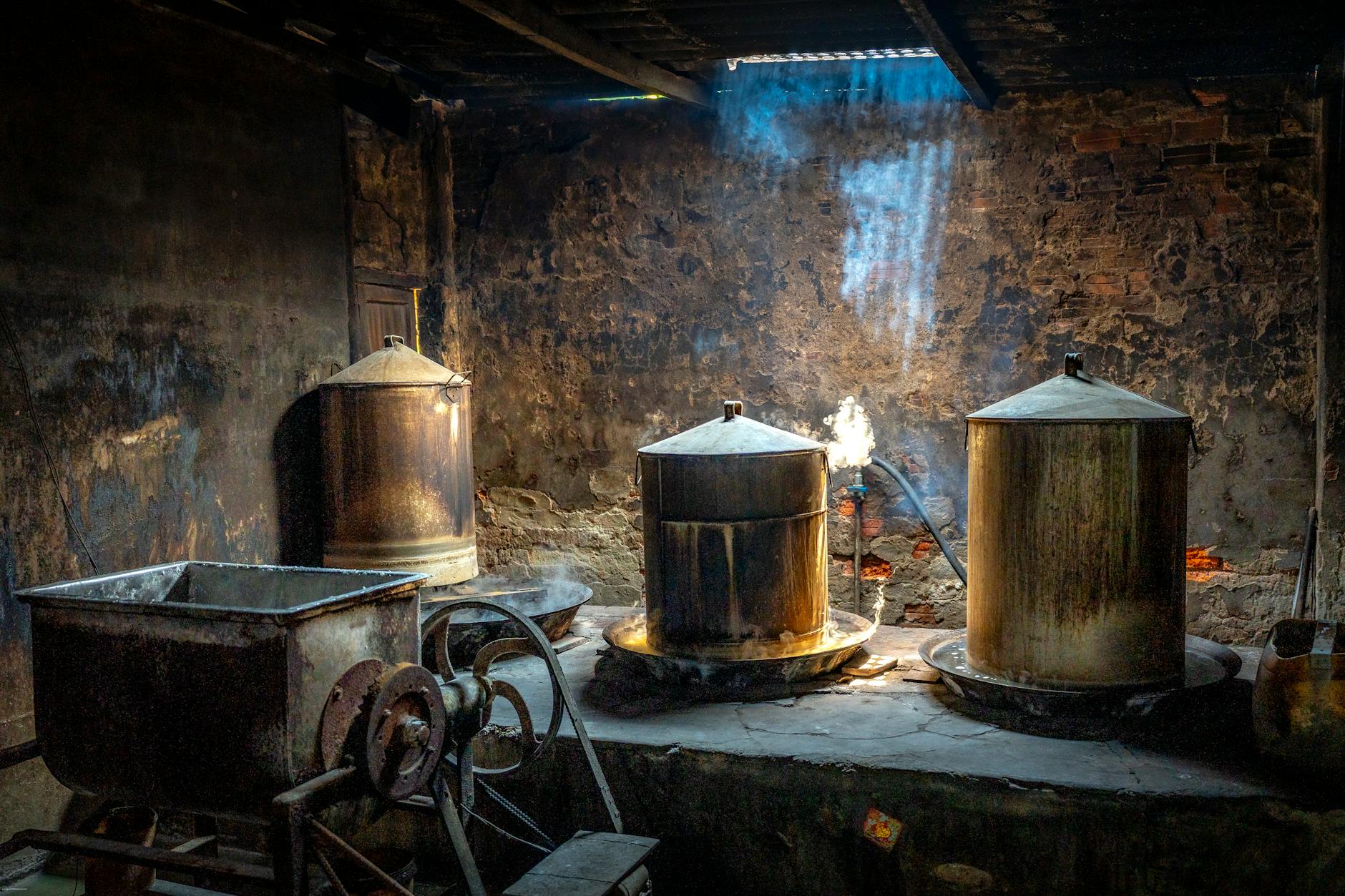 monastery brewery Prague historic hall copper brewing tank