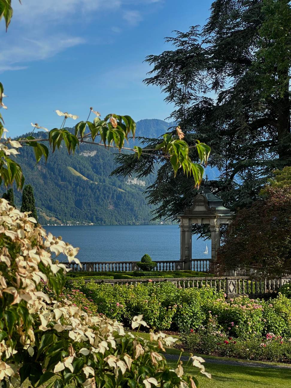 Flower gardens on the Lake Geneva shore