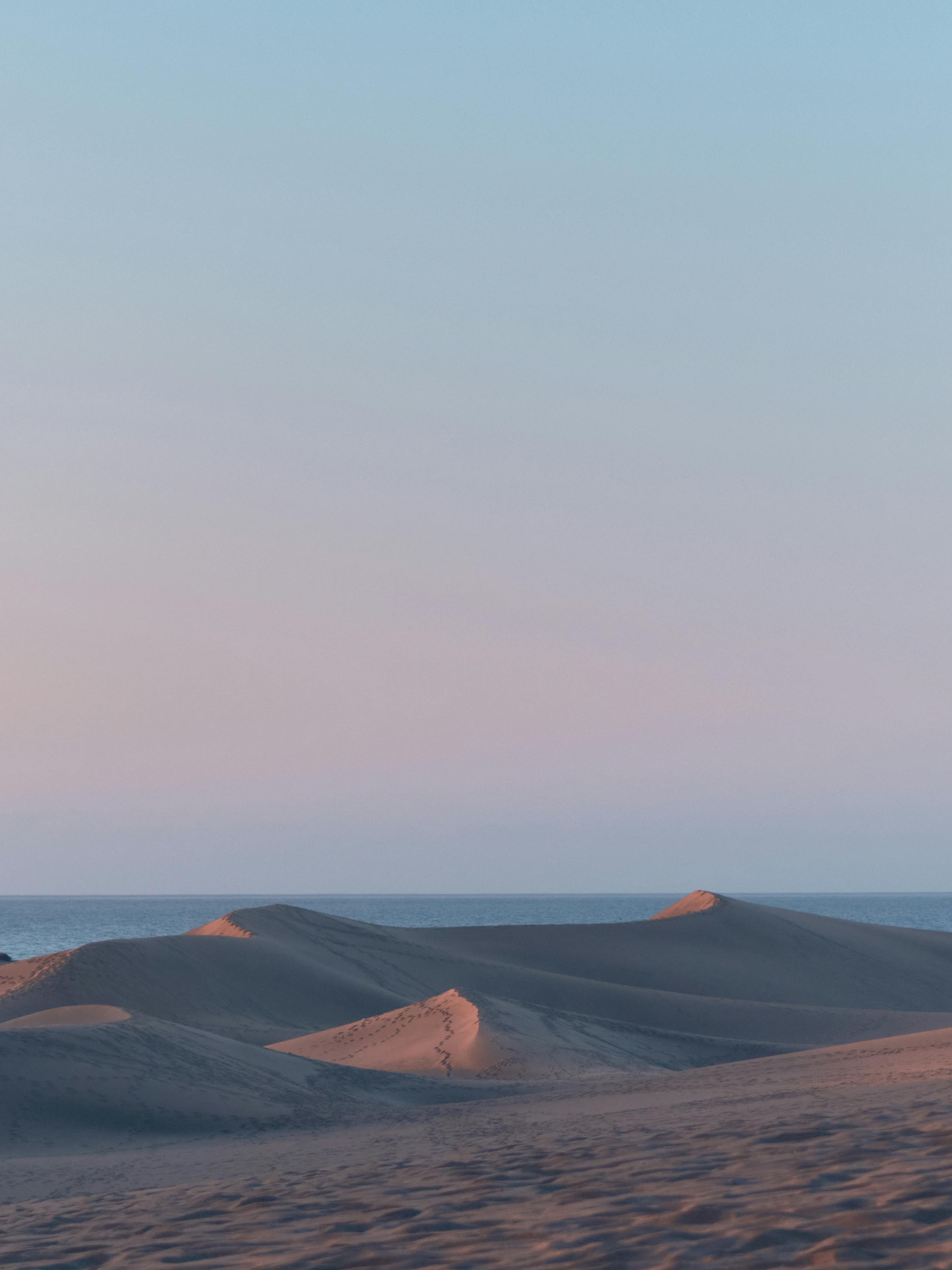 Rolling sand dunes of Maspalomas under a low sun