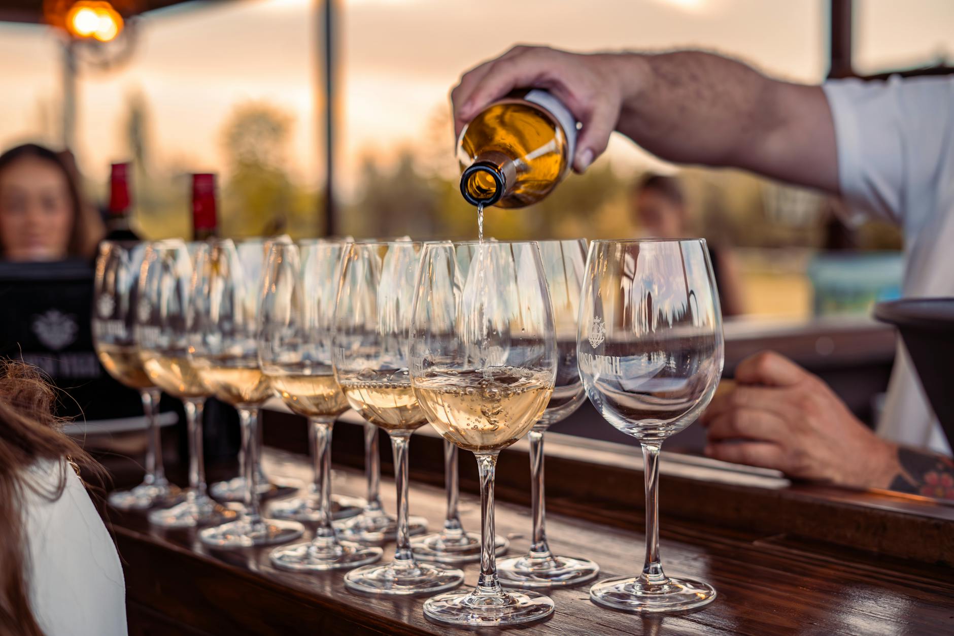 Wine bar terrace Budapest evening city lights