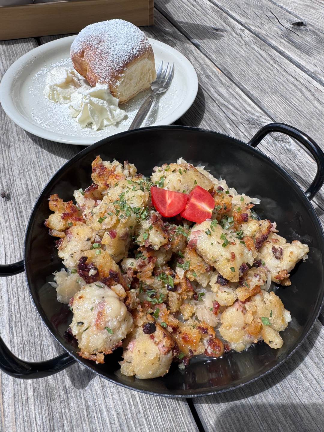 Tyrolean cheese dumplings in broth