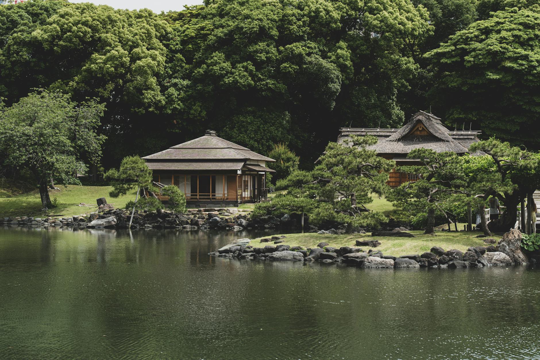 Traditional Japanese tea house Uji River wooden structure Uji Bridge historic tea