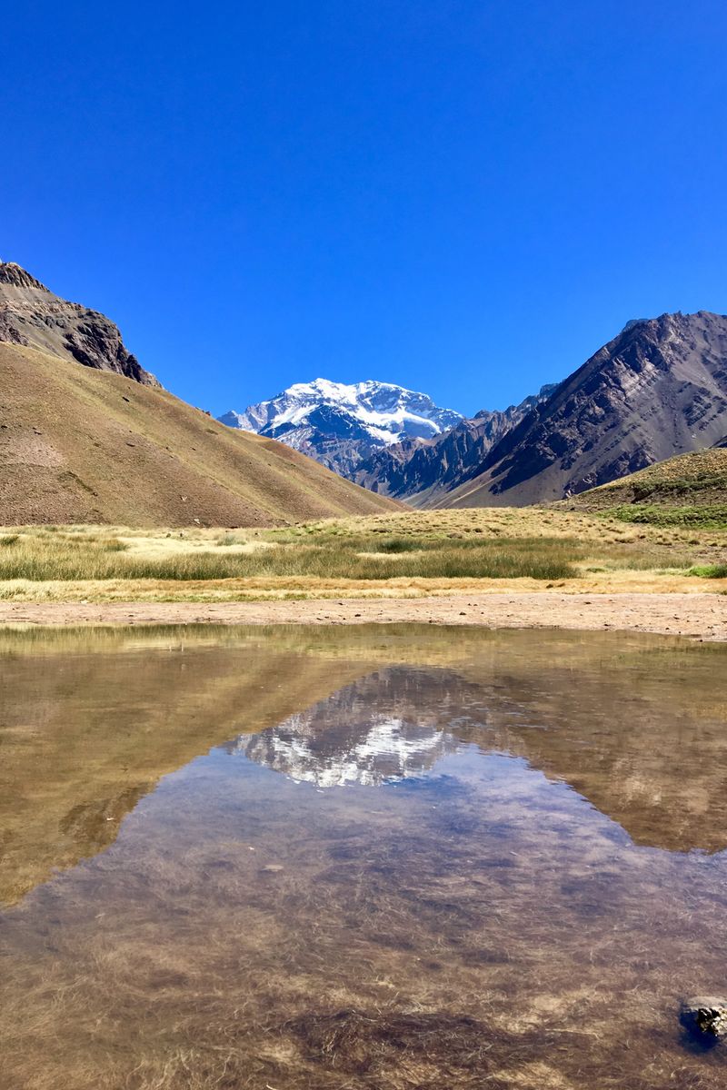 The Aconcagua massif seen from the Horcones valley on Ruta 7