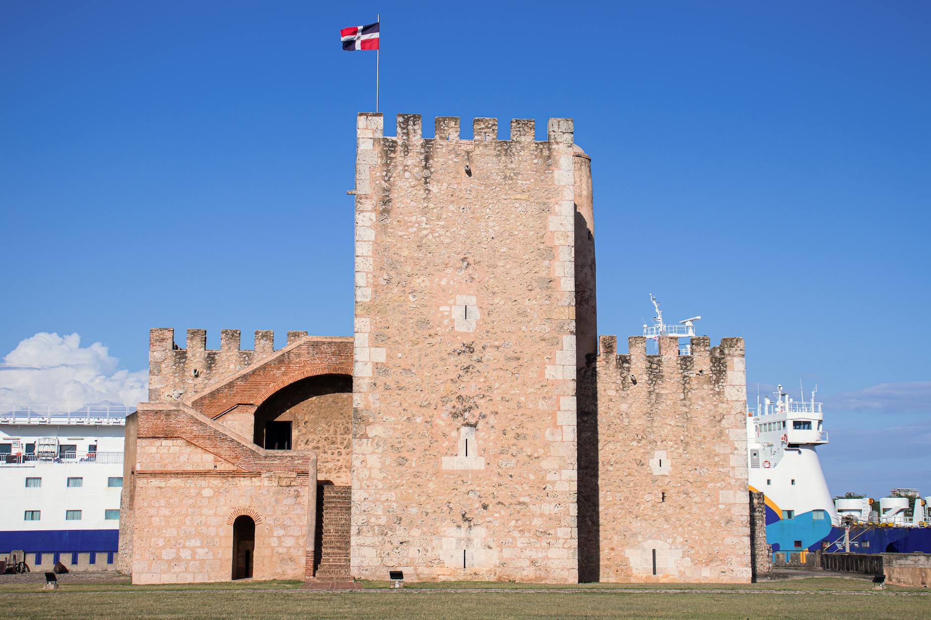 Historic fortress walls on Saint Kitts Caribbean island
