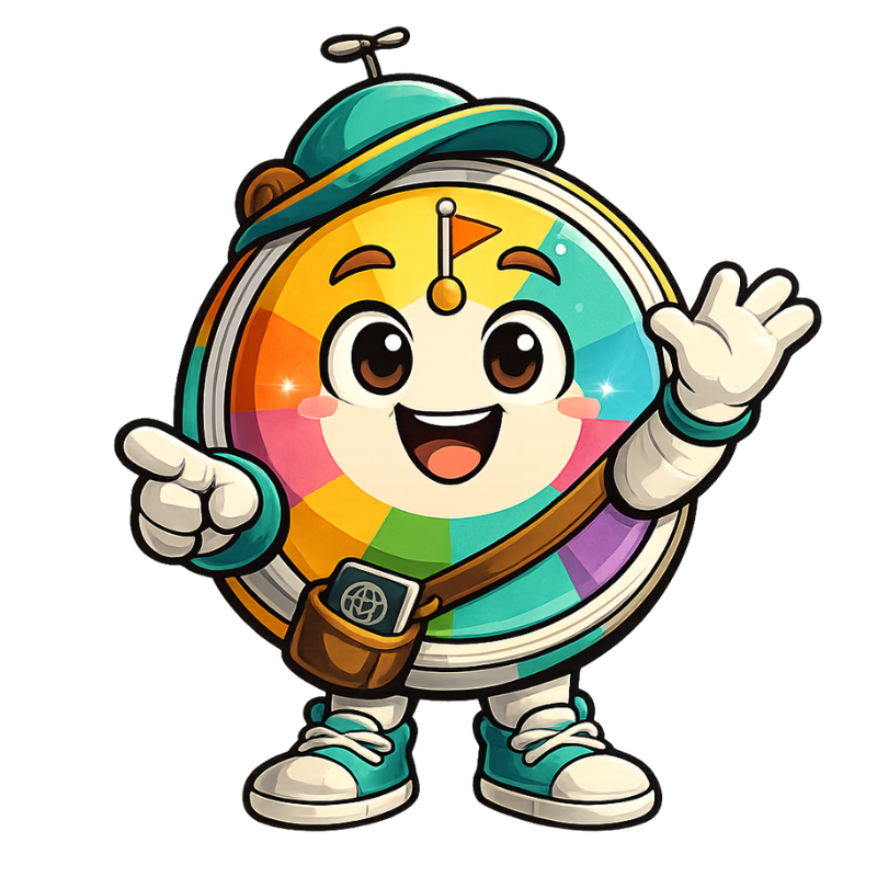 Spinny, the Spin Your Destination mascot