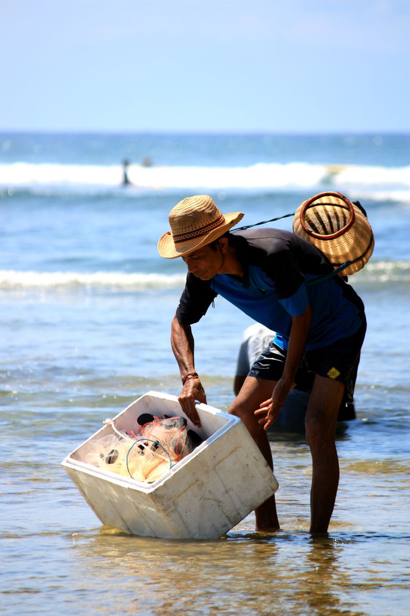 A local fisherman on a Wild Coast beach with the morning's catch
