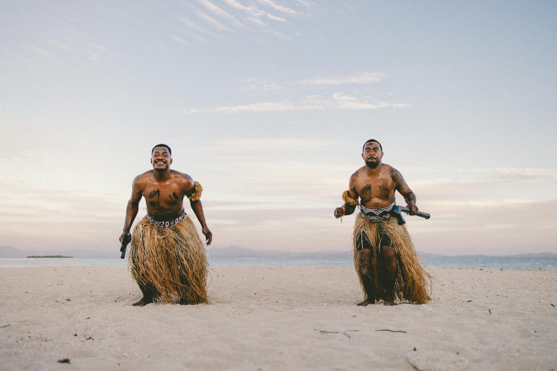 Traditional Pacific island culture and ocean scenery in Micronesia